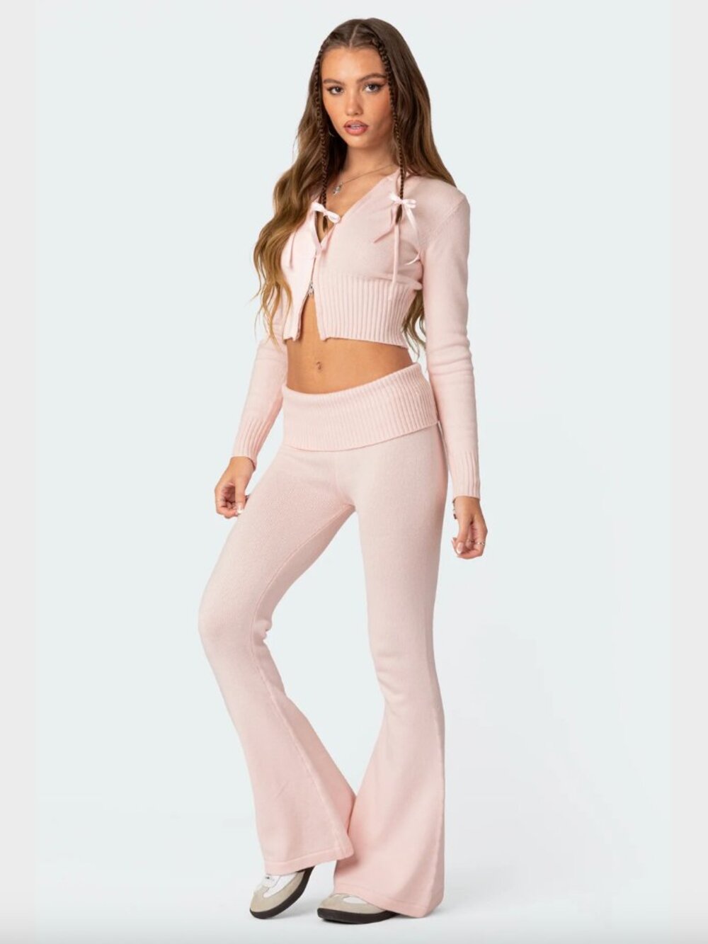 Knitted Low Rise Fold Over Pants